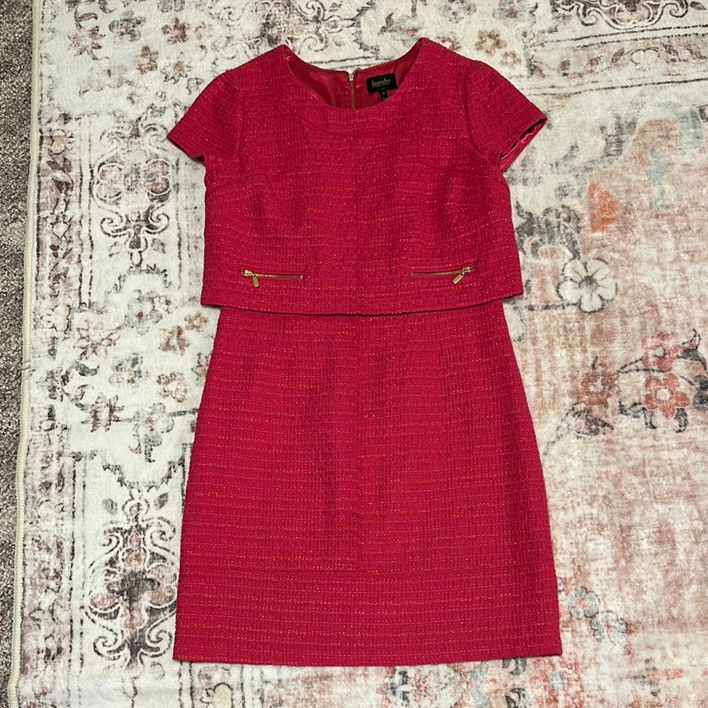 Laundry Elegant Hot pink Dress, size 10, tweed